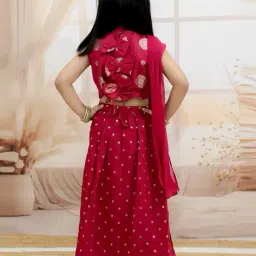 bow n bee Girls Floral Print 3-Piece Flared Lehenga Choli Set image 3