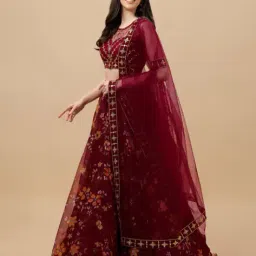 piludi Women Floral Print Flared Lehenga Choli Set image 3