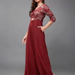 miss chase Women Lace Jumpsuit with Waist Cut-Out image 3