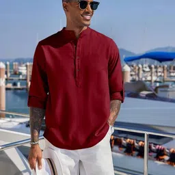 fifth u Men Mandarin Collar Short Kurta image 3