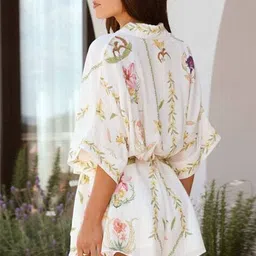 lulu & sky Women Floral Print Playsuit with Waist Tie-Up image 3