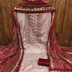 nyrika Women Embroidered 3-Piece Unstitched Dress Material image 3