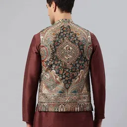 swi stylish Men Printed Tailored Fit Nehru Jacket image 3