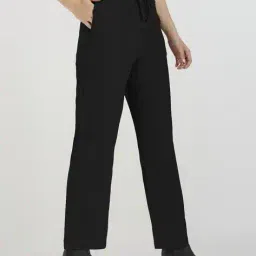 cefalu Women Ribbed Relaxed Fit Trousers with Elasticated Waistband image 3