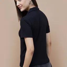 fame forever by lifestyle Women Striped Regular Fit Polo T-Shirt image 3