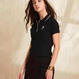 u.s. polo assn. Women Regular Fit Collar Polo T-Shirt image 3