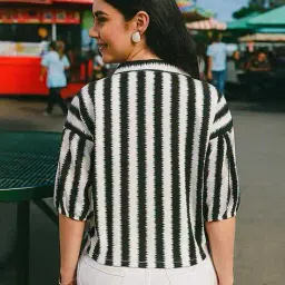 leia Women Striped Regular Fit Shirt with Cuban Collar image 3