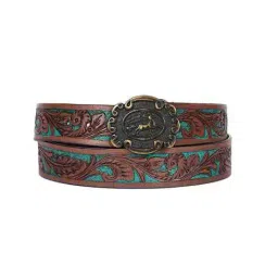 celtic Men Floral Pattern Belt with Deer Emblem Buckle image 3