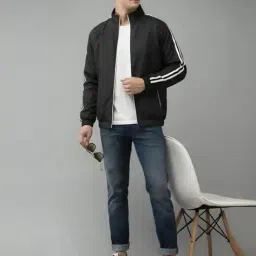 the fashion hub Men Regular Fit Bomber Jacket with Full Sleeves image 3