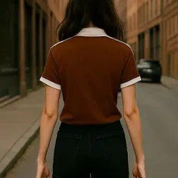 genzy Women Loose Fit Polo T-Shirt with Short Sleeves image 3