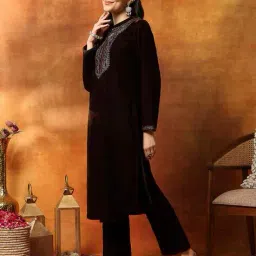 nayam by lakshita Women Embroidered Straight Kurta Set image 3