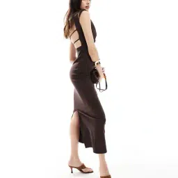 asos design Draped Back-Open Midi Dress image 3
