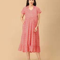 the mom store Women Chevron Print V-Neck Tiered Dress image 3