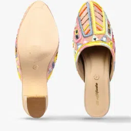 hi-attitude Embroidered Chunky Heeled Slip-On Sandals image 3