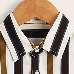 tior Striped Regular Fit Shirt with Short-Sleeves image 3