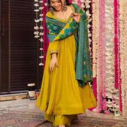 nyrika Women Embroidered Anarkali Kurta Set with Dupatta image 3