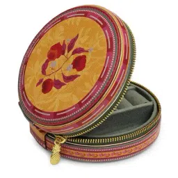 pure home and living  Printed Round Faux Leather Travel Jewellery Box image 3
