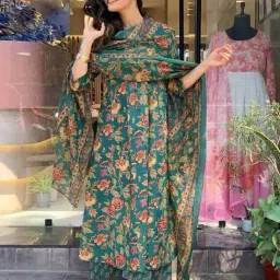 nyrika Women Floral Anarkali Kurta Set image 3