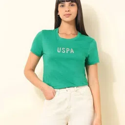 u.s. polo assn. Women Logo Print Regular Fit Crew-Neck T-Shirt image 3