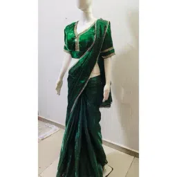 nancy designer Women Embroidered & Embellished Pre-Stitched Saree image 3