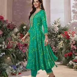 seerat Women Embroidered Flared Kurta Suit Set image 3