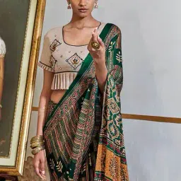 ri-wah Ajrak Printed Silk Saree  image 3