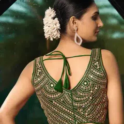 pujia mills Women Embroidered Back Open Blouse image 3