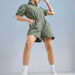 tokyo talkies Women Zip-Front Playsuit with Drawstrings Detail image 3