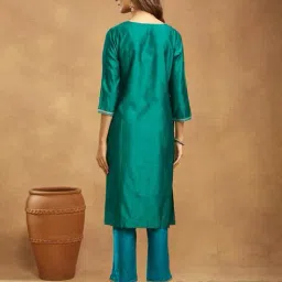 fabindia Women Embroidered A-Line Kurta Set image 3