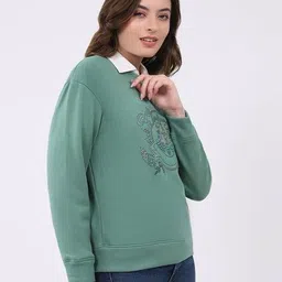 monte carlo Women Regular Fit Micro Print Sweatshirt image 3