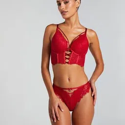 hunkemoller Charlotta Padded Underwired Longline Push-Up Bra image 3