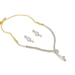 the pari American Diamond-Studded Necklace & Earrings Set image 3