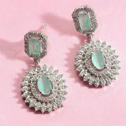 tiyara Women American-Diamond Studded Stud Necklace & Earrings Set image 3