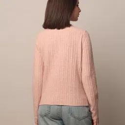 only Women Ribbed Regular Fit Round-Neck Pullover image 3