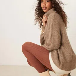 asos design Roll-Neck Longline Jumper image 3