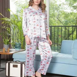 jade & julie Women Printed Shirt & Pyjamas Set image 3