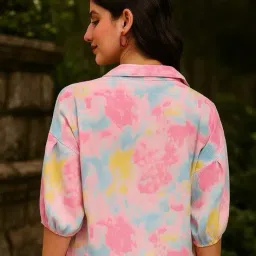 leia Women Printed Regular Fit Shirt with Cuban Collar image 3