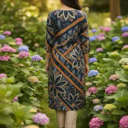 acai Women Floral Print No Darts Straight Kurti image 3