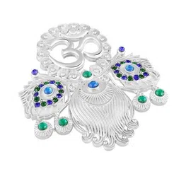 mahi Peacock Feather Shaped Rhodium Plated Brooches  image 3