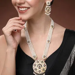 mystic Women Ethnic Gold Necklace and Earings Set image 3