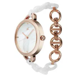 Fastrack Younique 2.0 White Dial Brass & Acetate Strap Watch For Women image 3