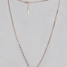 zavya Women Sterling Silver Rose Gold-Plated Beaded Mangalsutra image 3