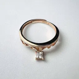 arte Women Sterling Silver Rose Gold-Plated Stone-Studded Ring image 3
