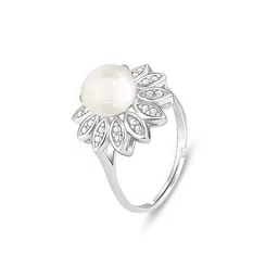 giva Women Sterling Silver Pearl Bloom Ring image 3