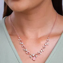 giva Women Sterling Silver Rose Gold-Plated Intricate Love Necklace image 3