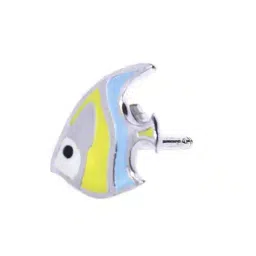 carlton london Women Sterling Silver Rhodium-Plated Enamel Fish Stud Earrings image 3