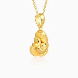 giva Women Sterling Silver Gold-Plated Ganapathi Pendant with Chain image 3
