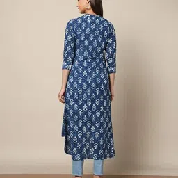 indie picks Handblock Print Cotton Highlow Kurta image 3