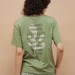 ginger by lifestyle Women Abstract Printed Cotton T-shirt image 3