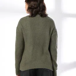 dnmx Women Knitted Relaxed Fit Criss-Cross Tie-Up Sweater image 3